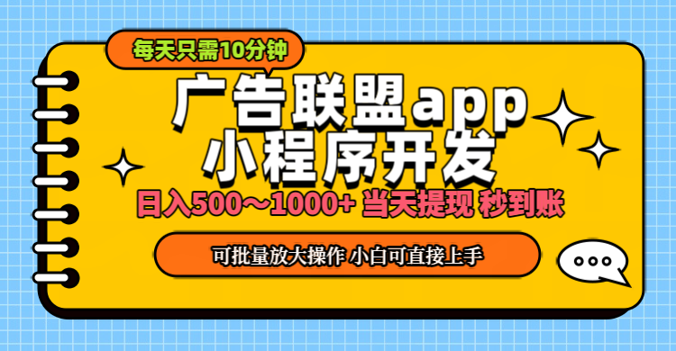 （11645期）小程序开发 广告赚钱 日入500~1000+ 小白轻松上手！-创奇社
