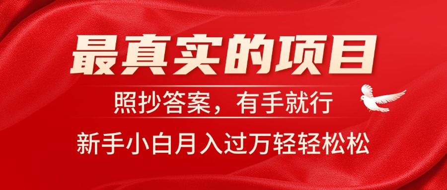 （11362期）最真实的项目，照抄答案，有手就行，新手小白月入过万轻轻松松-创奇社