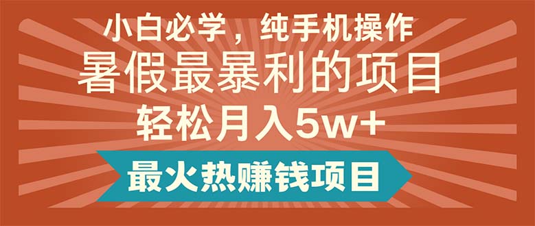 （11583期）小白必学，纯手机操作，暑假最暴利的项目轻松月入5w+最火热赚钱项目-创奇社