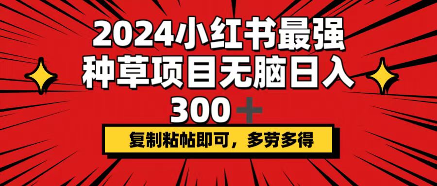 （12336期）2024小红书最强种草项目，无脑日入300+，复制粘帖即可，多劳多得-创奇社
