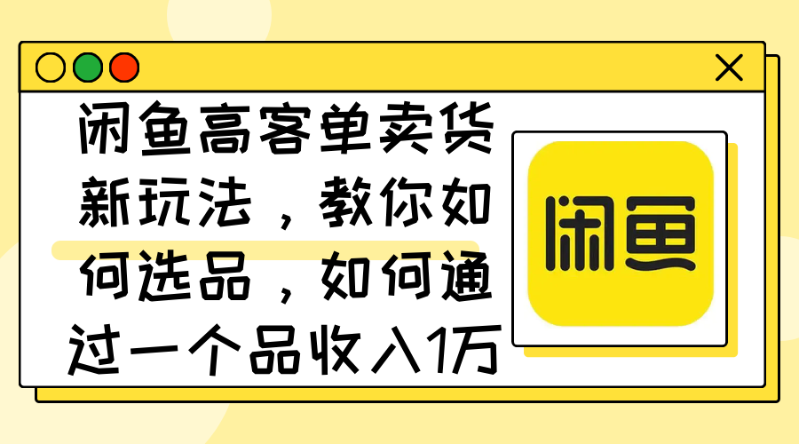 （12387期）闲鱼高客单卖货新玩法，教你如何选品，如何通过一个品收入1万+-创奇社