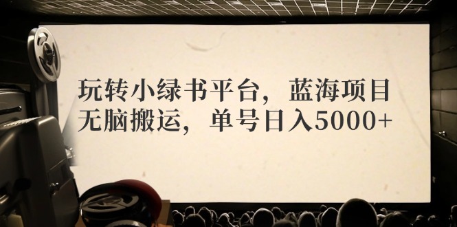 （12366期）玩转小绿书平台，蓝海项目，无脑搬运，单号日入5000+-创奇社