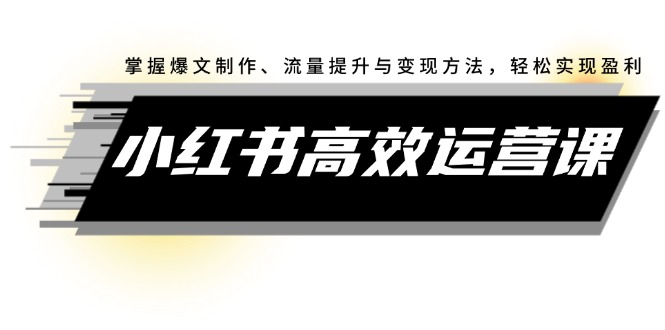 （12369期）小红书高效运营课：掌握爆文制作、流量提升与变现方法，轻松实现盈利-创奇社