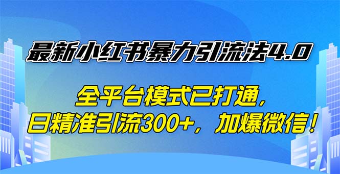 （12505期）最新小红书暴力引流法4.0， 全平台模式已打通，日精准引流300+，加爆微…-创奇社