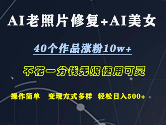 （12489期）AI老照片修复+AI美女玩发  40个作品涨粉10w+  不花一分钱使用可灵  操…-创奇社 - AI前沿·副业变现·资源教程！