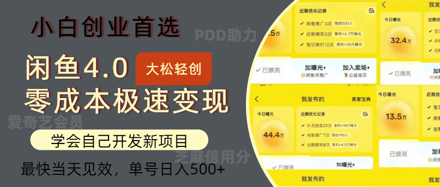 （12434期）闲鱼0成本极速变现项目，多种变现方式 单号日入500+最新玩法-创奇社