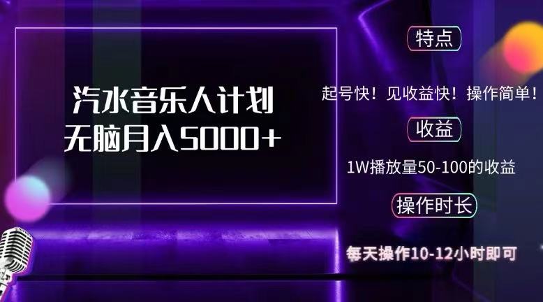 （12429期）抖音汽水音乐人计划无脑月入5000+-创奇社