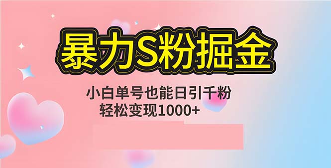 （12778期）单人单机日引千粉，变现1000+，S粉流量掘金计划攻略-创奇社 - AI前沿·副业变现·资源教程！