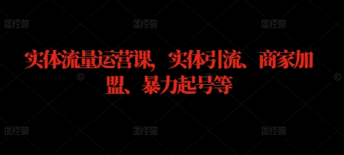 实体流量运营课，实体引流、商家加盟、暴力起号等-创奇社 - AI前沿·副业变现·资源教程！
