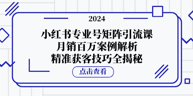 （12943期）小红书专业号矩阵引流课，月销百万案例解析，精准获客技巧全揭秘-创奇社