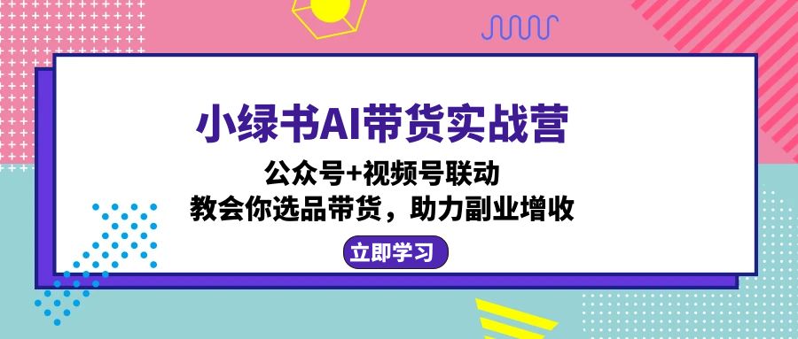 （12848期）小绿书AI带货实战营：公众号+视频号联动，教会你选品带货，助力副业增收-创奇社