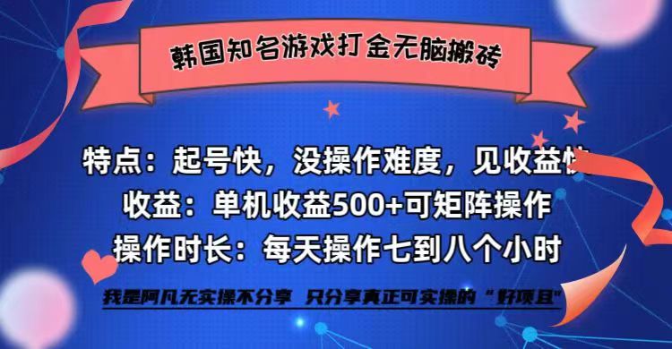 （12852期）韩国知名游戏打金无脑搬砖单机收益500+-创奇社