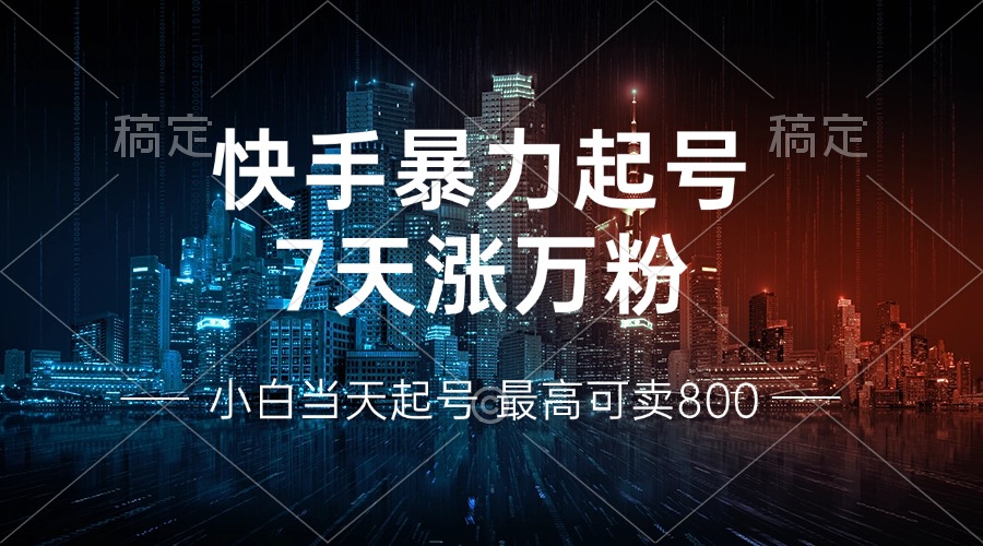 （13142期）快手暴力起号，7天涨万粉，小白当天起号 多种变现方式，账号回收，单月…-创奇社