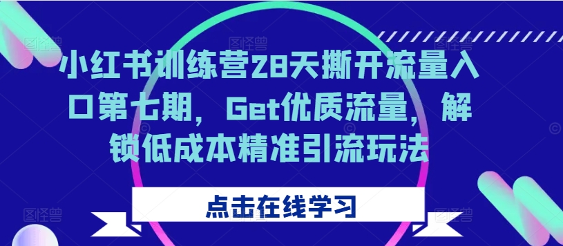 小红书训练营28天撕开流量入口第七期，Get优质流量，解锁低成本精准引流玩法-创奇社 - AI前沿·副业变现·资源教程！
