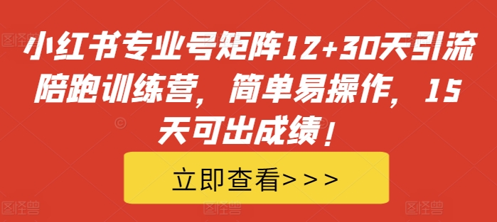 小红书专业号矩阵12+30天引流陪跑训练营，简单易操作，15天可出成绩!-创奇社 - AI前沿·副业变现·资源教程！