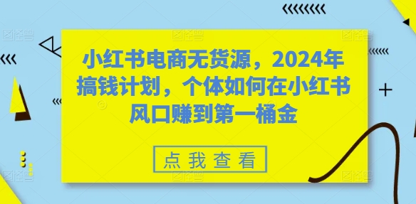 小红书电商无货源，2024年搞钱计划，个体如何在小红书风口赚到第一桶金-创奇社 - AI前沿·副业变现·资源教程！