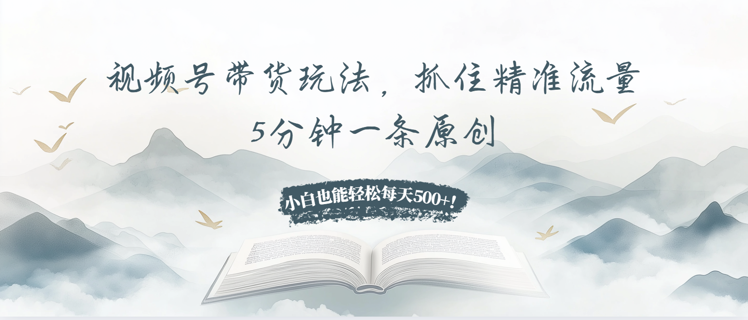 （13492期）视频号带货玩法，抓住精准流量，5分钟一条原创，小白也能轻松每天500+！-创奇社