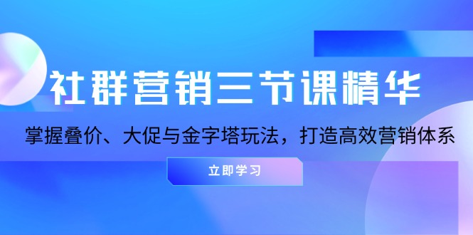 （13431期）社群营销三节课精华：掌握叠价、大促与金字塔玩法，打造高效营销体系-创奇社 - AI前沿·副业变现·资源教程！