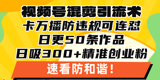 （13400期）视频号混剪引流技术，500万播放引流17000创业粉，操作简单当天学会-创奇社