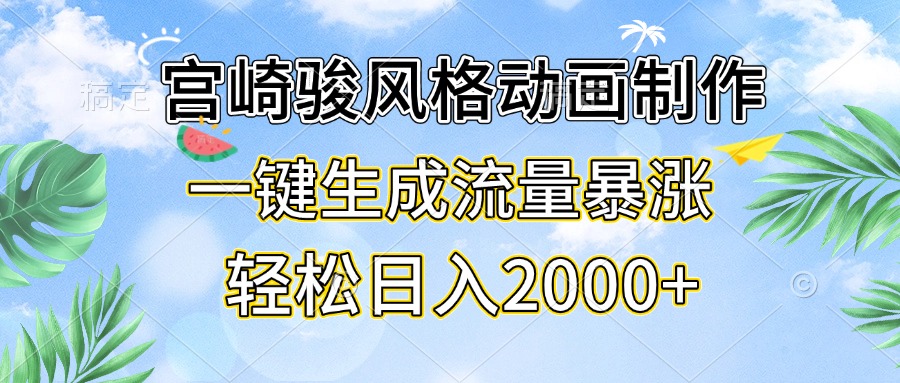 （13386期）宫崎骏风格动画制作，一键生成流量暴涨，轻松日入2000+-创奇社