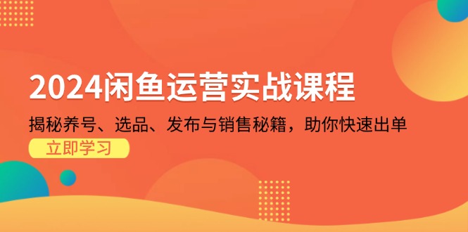 （13290期）2024闲鱼运营实战课程：揭秘养号、选品、发布与销售秘籍，助你快速出单-创奇社