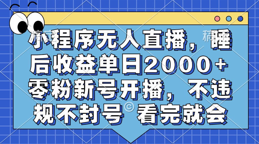 （13251期）小程序无人直播，睡后收益单日2000+ 零粉新号开播，不违规不封号 看完就会-创奇社