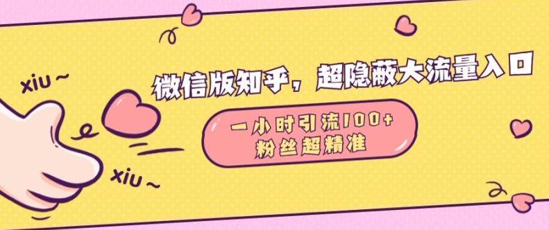 微信版知乎，超隐蔽流量入口1小时引流100人，粉丝质量超高-创奇社 - AI前沿·副业变现·资源教程！