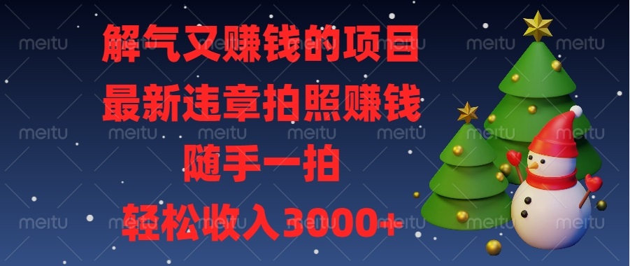 （13686期）解气又赚钱的项目，最新违章拍照赚钱，随手一拍，轻松收入3000+-创奇社