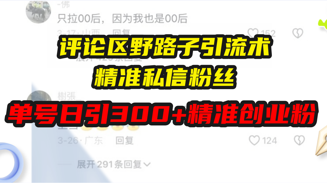 （13676期）评论区野路子引流术，精准私信粉丝，单号日引流300+精准创业粉-创奇社