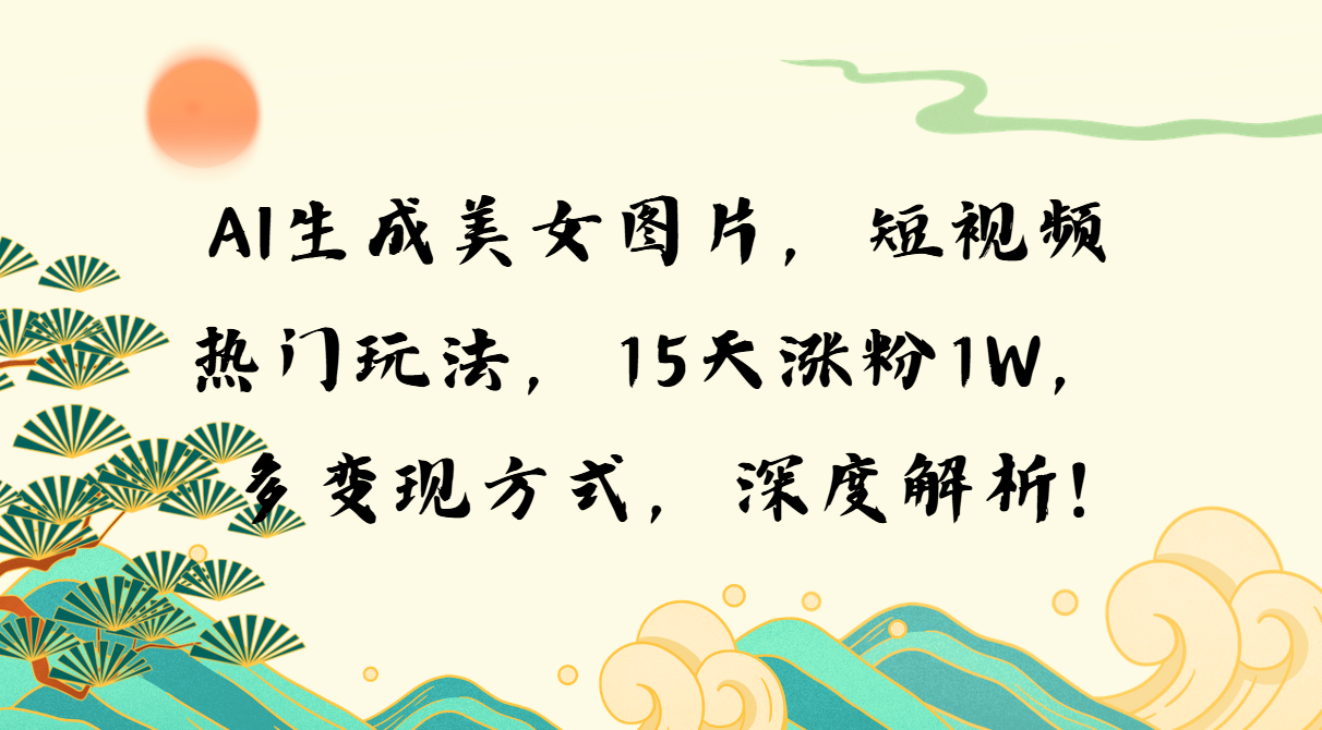 （13581期）AI生成美女图片，短视频热门玩法，15天涨粉1W，多变现方式，深度解析!-创奇社
