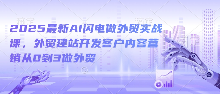 2025最新AI闪电做外贸实战课，外贸建站开发客户内容营销从0到3做外贸-创奇社