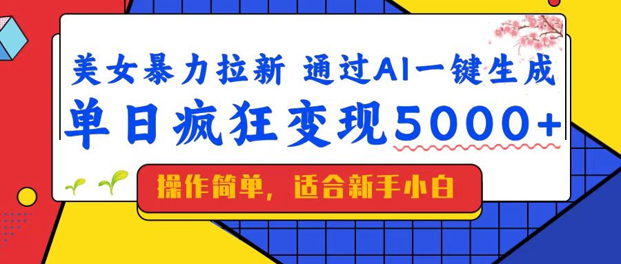 美女暴力拉新，通过AI一键生成，单日疯狂变现5000+，纯小白一学就会！-创奇社