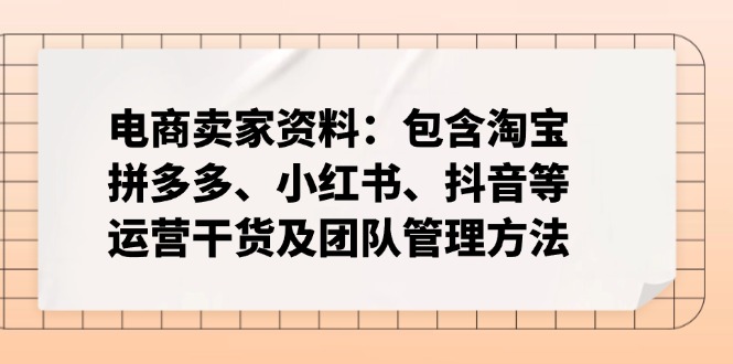 （14354期）电商卖家资料：包含淘宝、拼多多、小红书、抖音等运营干货及团队管理方法-创奇社