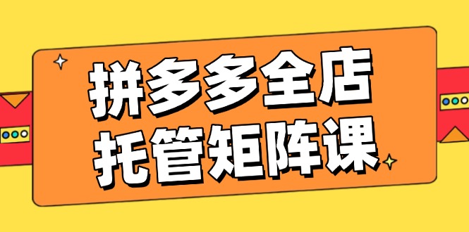 （14328期）拼多多全店托管矩阵课，盈利动销玩法，高效计划设置，提升店铺效益-创奇社