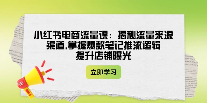 （14318期）小红书电商流量课：揭秘流量来源渠道,掌握爆款笔记推流逻辑,提升店铺曝光-创奇社
