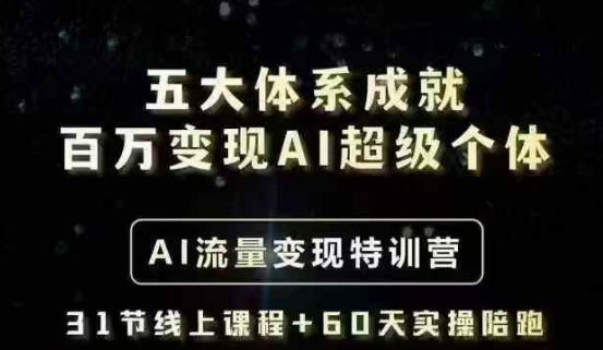 五大体系成就百万变现AI超级个体- AI流量变现特训营，一步一步教你一个人怎么年入百W-创奇社