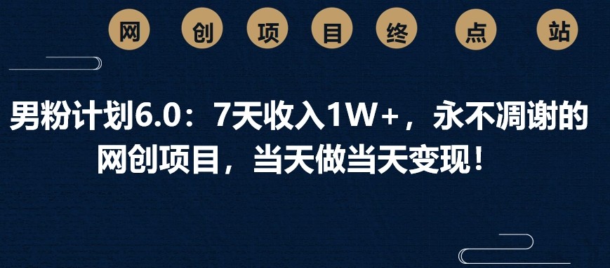 男粉计划6.0：7天收入1W+，永不凋谢的网创项目，当天做当天变现！-创奇社