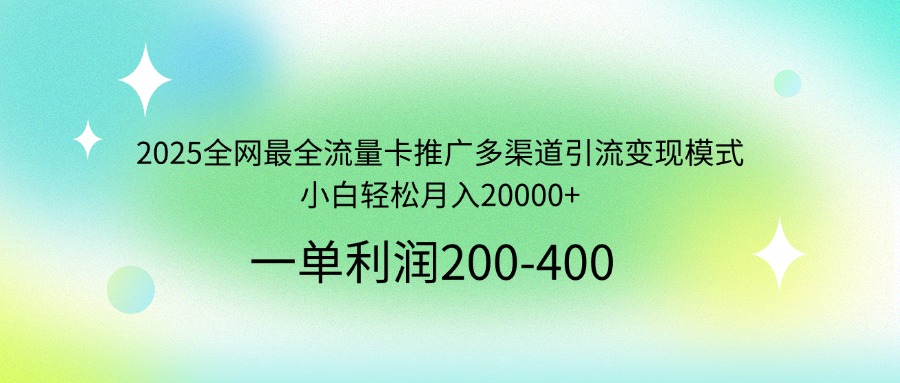 （14126期）2025全网最全流量卡推广多渠道引流变现模式，小白轻松月入20000+-创奇社