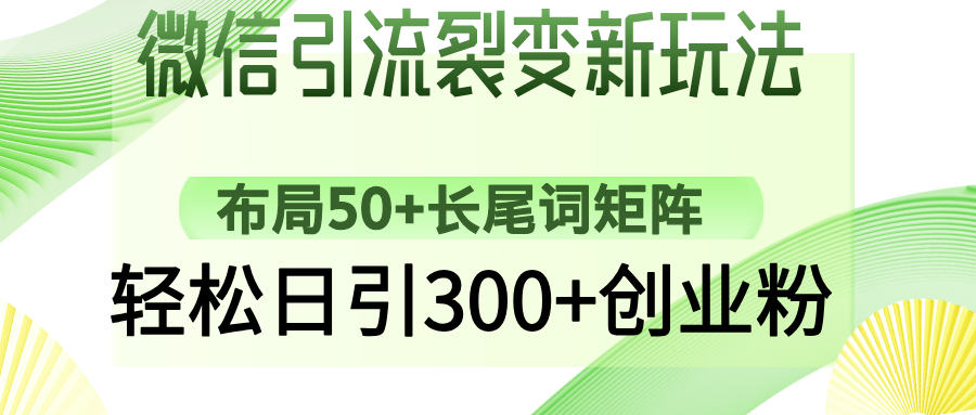（14451期）微信引流裂变新玩法：布局50+长尾词矩阵，轻松日引300+创业粉-创奇社