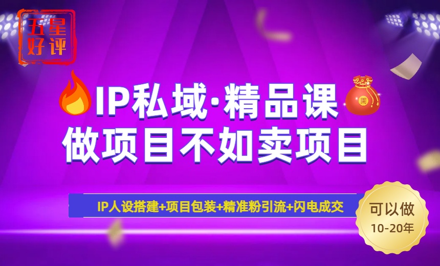 （14406期）2025年“IP私域·密训精品课”，日赚3000+小白避坑年赚百万，暴力引流…-创奇社