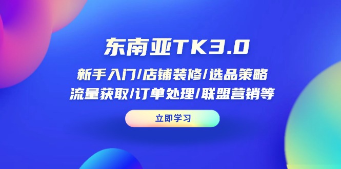 （14208期）东南亚TK3.0：新手入门/店铺装修/选品策略/流量获取/订单处理/联盟营销等-创奇社