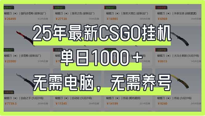 （14178期）25年最新CSGO挂机系统，单日1000+，无需电脑，无需养号，0基础可上手-创奇社