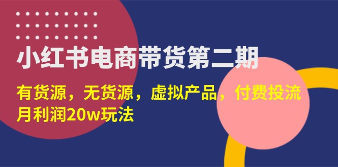 （14186期）小红书电商带货第二期，有货源，无货源，虚拟产品，付费投流，月利润20w-创奇社