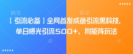 【引流必备】全网首发咸鱼引流黑科技，单日曝光引流500+，附矩阵玩法-创奇社 - AI前沿·副业变现·资源教程！