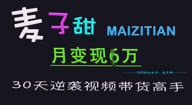 麦子甜30天逆袭视频带货高手，单月变现6W加特训营-创奇社 - AI前沿·副业变现·资源教程！