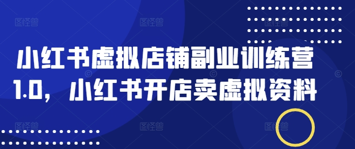 小红书虚拟店铺副业训练营1.0，小红书开店卖虚拟资料-创奇社 - AI前沿·副业变现·资源教程！