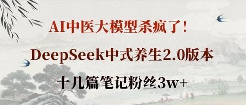 AI中医大模型杀疯了！DeepSeek中式养生2.0版本，十几篇笔记粉丝3w+-创奇社
