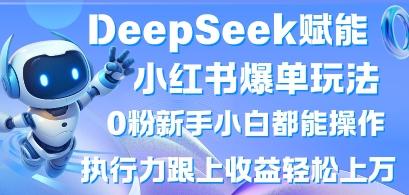 DeepSeek赋能小红书爆单玩法0粉新手小白都能操作，执行力跟上收益轻松上W，懒人勿做-创奇社