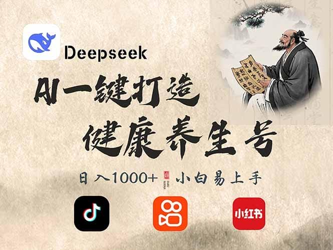 DeepSeek做养生号，一条作品涨粉2万+，轻松日入300+-创奇社