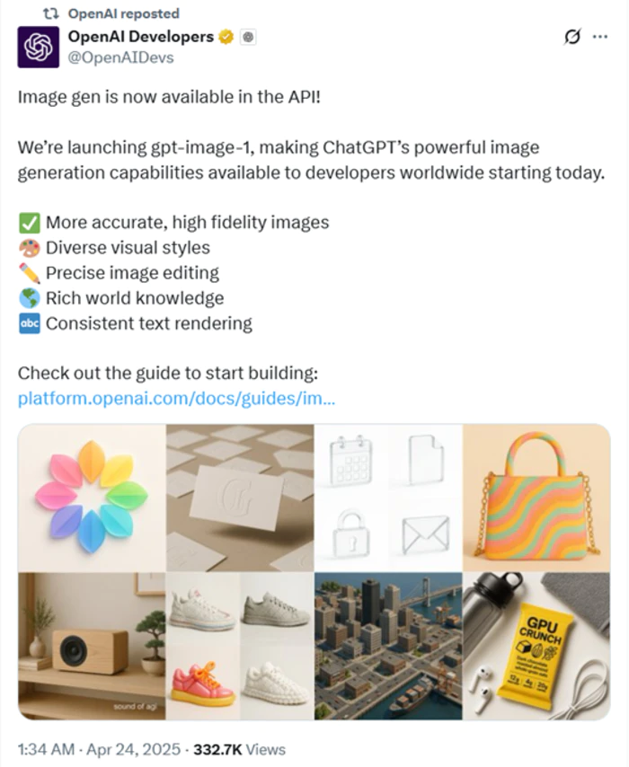 刚刚,OpenAI发布GPT-image-1模型,更强吉卜力版本来啦 刚刚,OpenAI发布GPT-image-1模型,更强吉卜力版本来啦